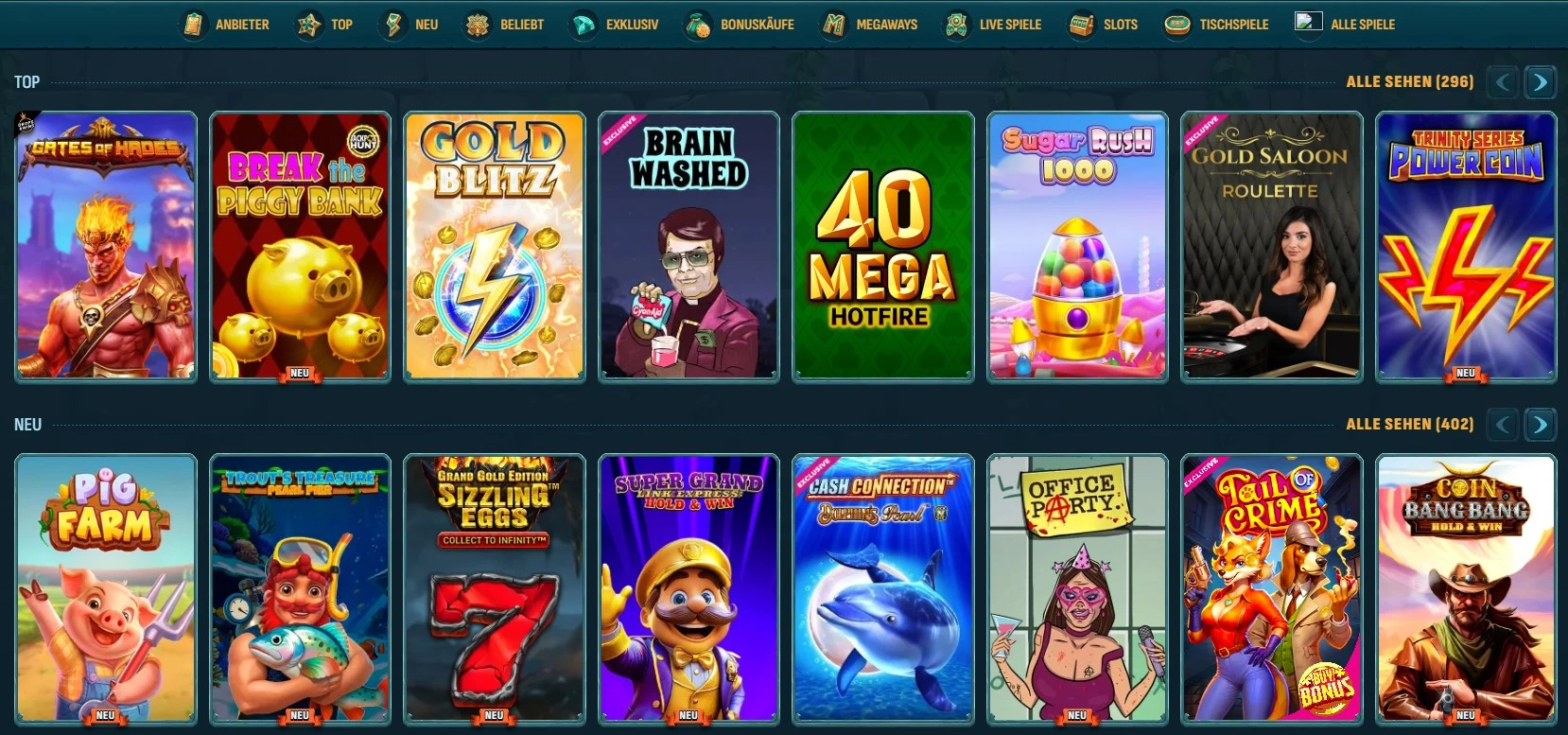 Alle Slotspiele auf einen Blick bei Larabet